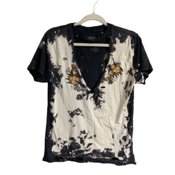 Affliction Standard Supply Series Black Bleached Cutout Women's Medium T-Shirt - Picture 2 of 12
